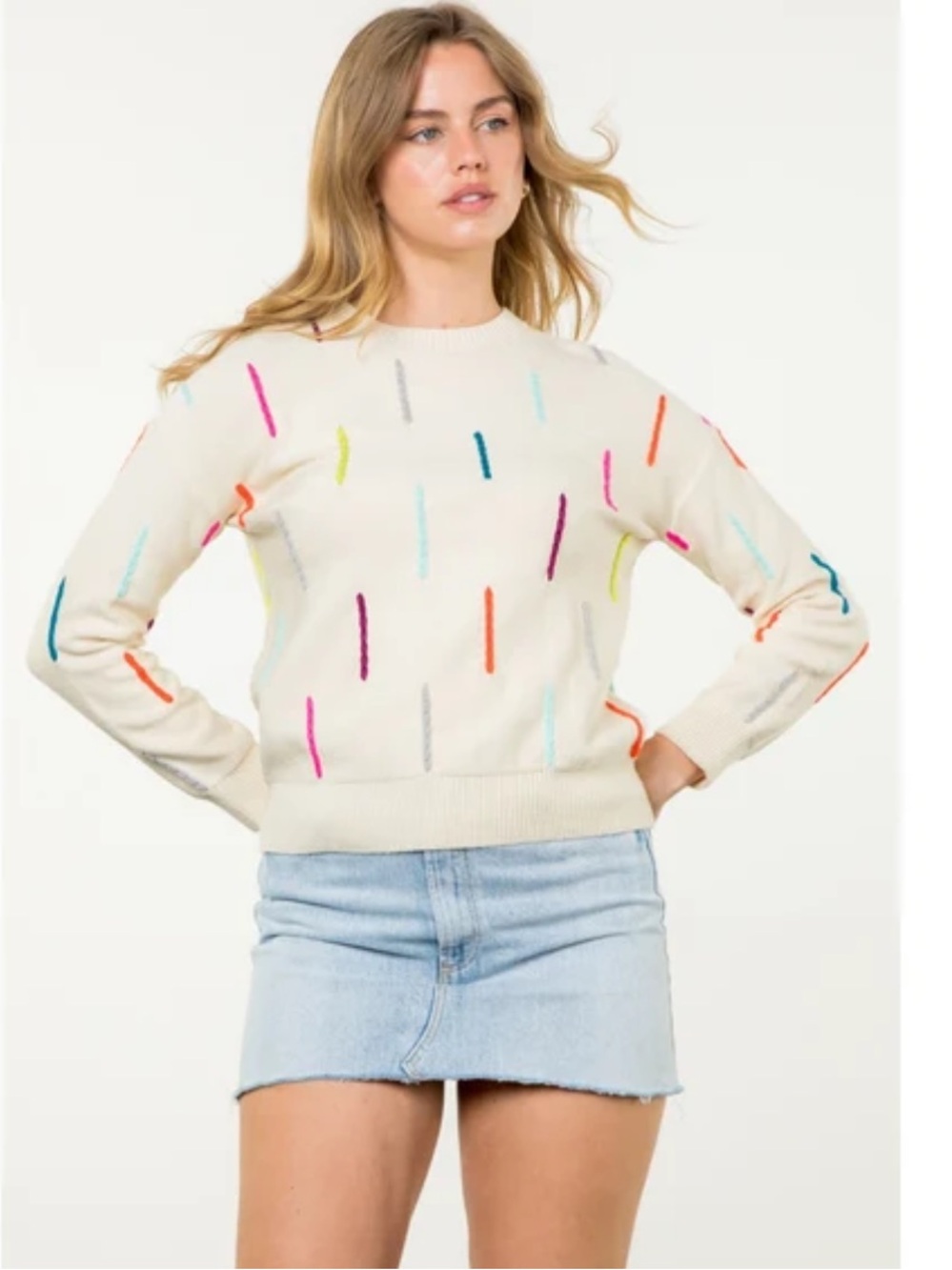 NWT THML Cream Confetti Knit Sweater - Size M